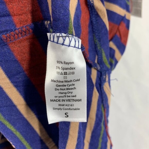 Lularoe Irma Half Sleeve Tunic Hi Low Polyester Blend Sz S Red White Blue Stripe - Picture 6 of 7